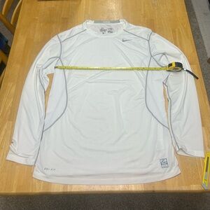 Nike Pro Combat Dri Fit Fitted Compression White Long Sleeve Shirt Men Large Gym